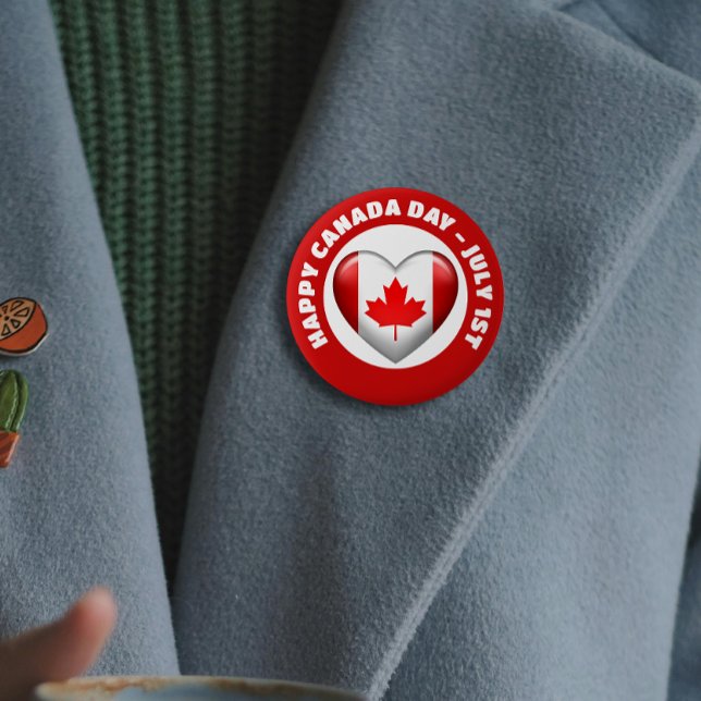 Kanada-Flagge | 3D-Herzsymbol | Emblem Brooch Button (Von Creator hochgeladen)