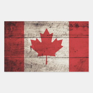 Kanada-Flagge für altholzgetreide Rechteckiger Aufkleber