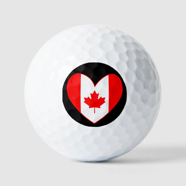 Kanada-Flagge Herz Golfball (Vorderseite)