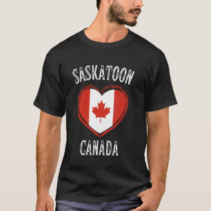 Kanada-Flagge Herz Saskatoon Stadt T-Shirt