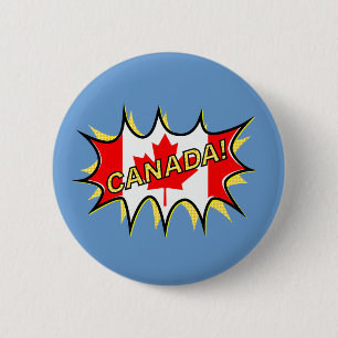 Kanada Flagge Kapow Comic Style Star Button