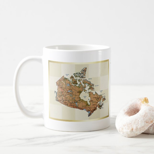 Kanada-Flagge + Karten-Tasse Kaffeetasse (Mit Donut)