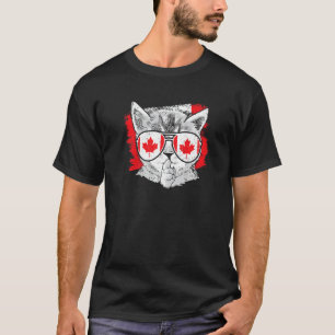 Kanada-Flagge Katze Kanadisch Sonnenbrille Roots B T-Shirt