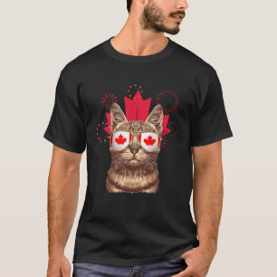 Kanada-Flagge Katze Sonnenbrille Kanadische Flagg T-Shirt