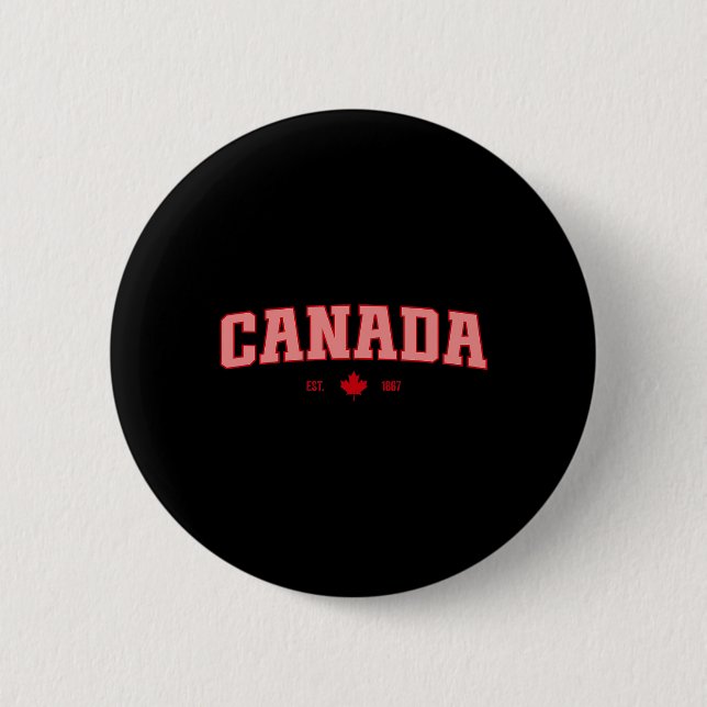 Kanada-Flagge Liebe Retro Canada Day Ahornblatt Es Button (Vorderseite)