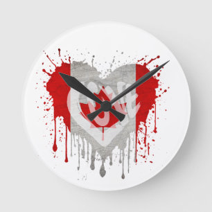 Kanada-Flagge Liebe Runde Wanduhr