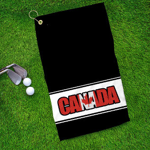 Kanada-Flagge mit Ahornblättern im typografischen Golfhandtuch