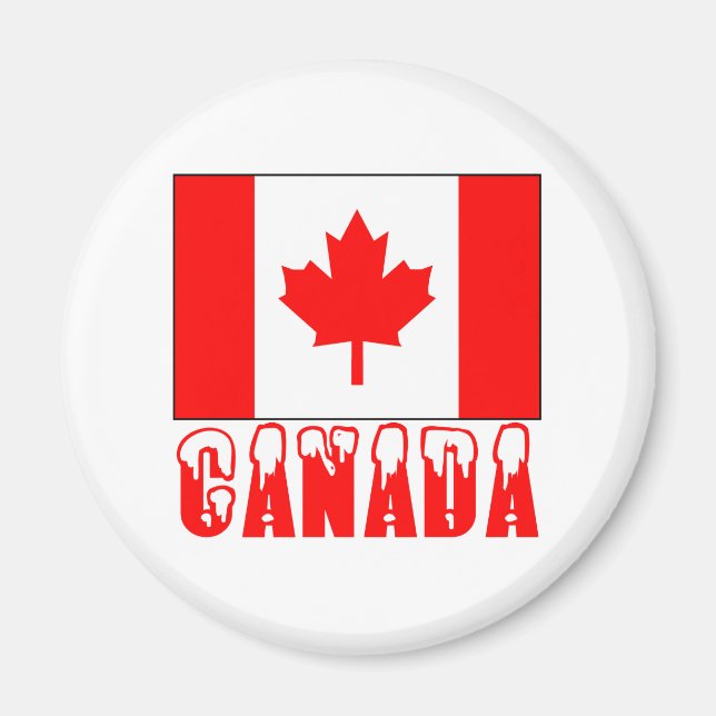 Kanada-Flagge Schnee bedeckt Wort Magnet (Vorne)