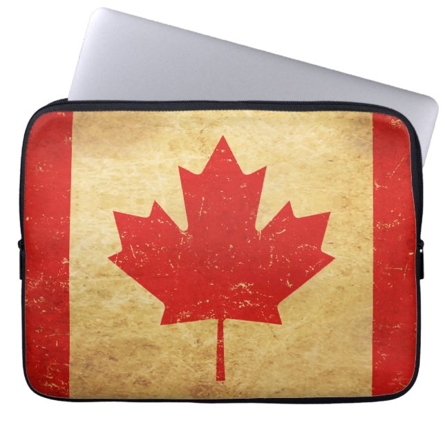 Kanada-Flagge Vintage-Design Laptop-Hülle Laptopschutzhülle (Vorderseite)