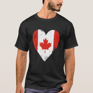 Kanada-Flagge Vintage-Herz kanadisches Ahornblatt T-Shirt