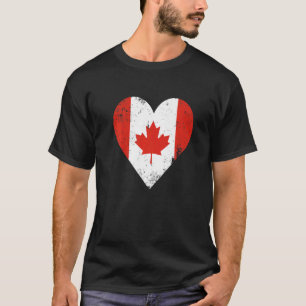 Kanada-Flagge Vintage-Herz kanadisches Ahornblatt  T-Shirt