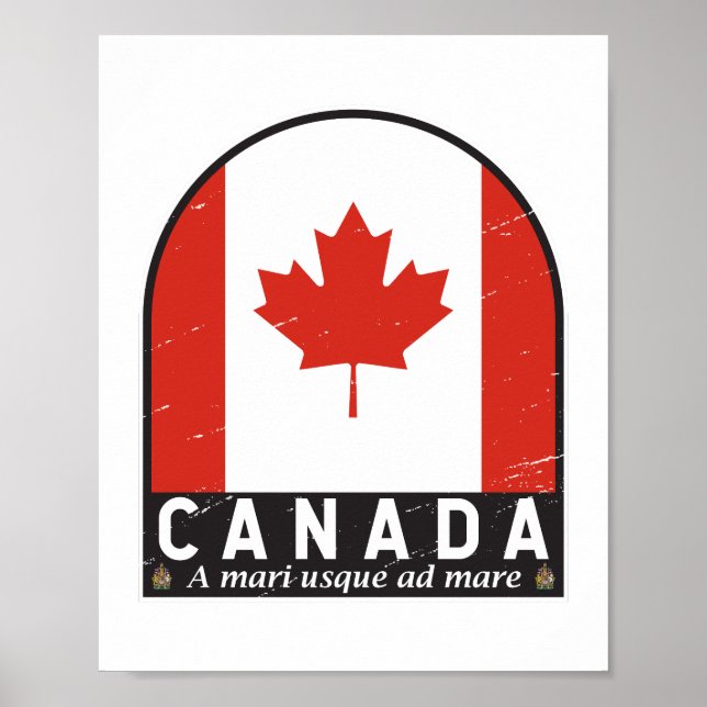 Kanada-Flaggen-Emblem abgenutzt Vintage Poster (Vorne)