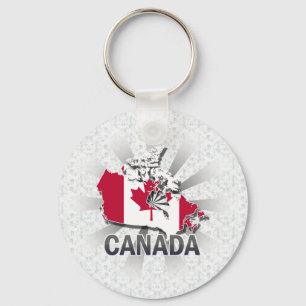 Kanada-Flaggen-Karte 2,0 Schlüsselanhänger