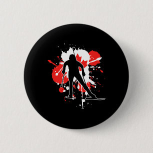 Kanada Flaggenbiathlonist - Kanadischer Biathlon 1 Button