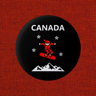 Kanada Flying Red Snowboarder Color Button