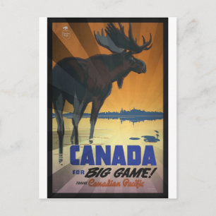 Kanada für Großwild Vintage-Reiseplakat Postkarte