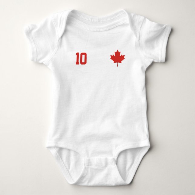 Kanada Fußball Custom Name & Number Baby Strampler (Vorderseite)