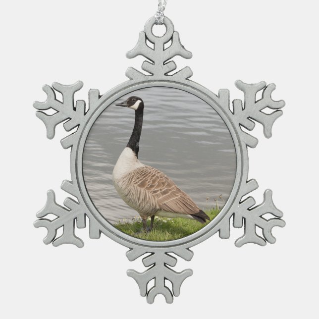 Kanada-Gans Schneeflocken Zinn-Ornament (Vorderseite)