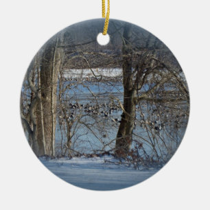Kanada Gänse auf grünem Lane-Reservoir Keramikornament