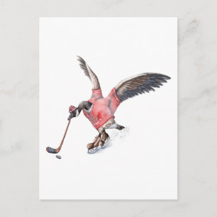 Kanada Gänse Playing Hockey Postkarte