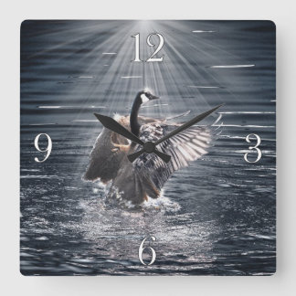 Kanada Gänsebaden in einem Art Design-Lake Quadratische Wanduhr