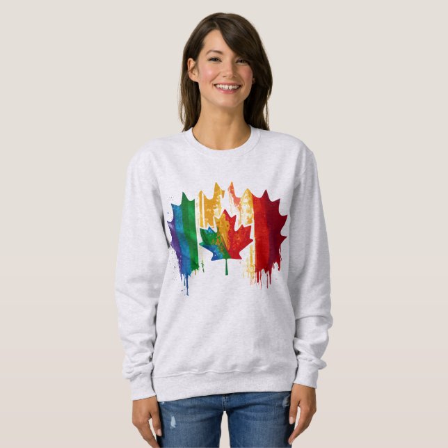 Kanada Gay Pride Regenbogenflagge Ahornblättriger  Sweatshirt (Vorne ganz)