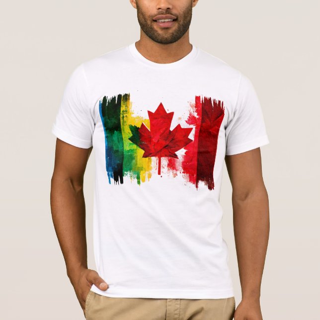 Kanada Gay Pride Regenbogenflagge Ahornblättriger  T-Shirt (Vorderseite)