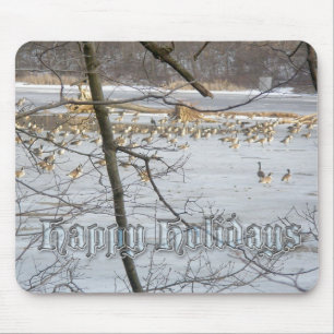 Kanada Geese Happy Holidays Mousepad