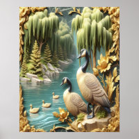 Kanada Geese inmitten der weinenden Willows 16x20