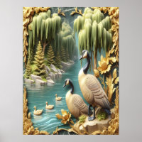 Kanada Geese inmitten der weinenden Willows 18x24
