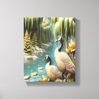 Kanada Geese inmitten der weinenden Willows 8x10