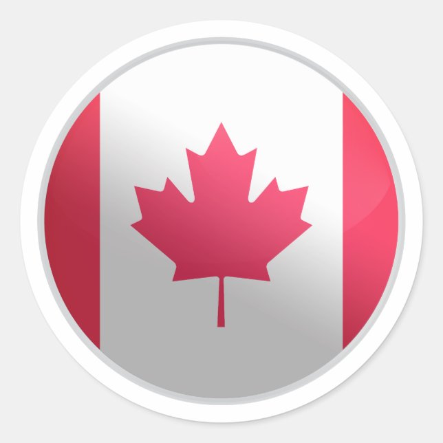 Kanada-Glossy-Circle-Flag Runder Aufkleber (Vorderseite)