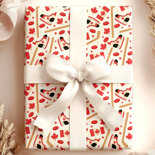 Kanada Hockey Themed Geschenkpapier (Von Creator hochgeladen)