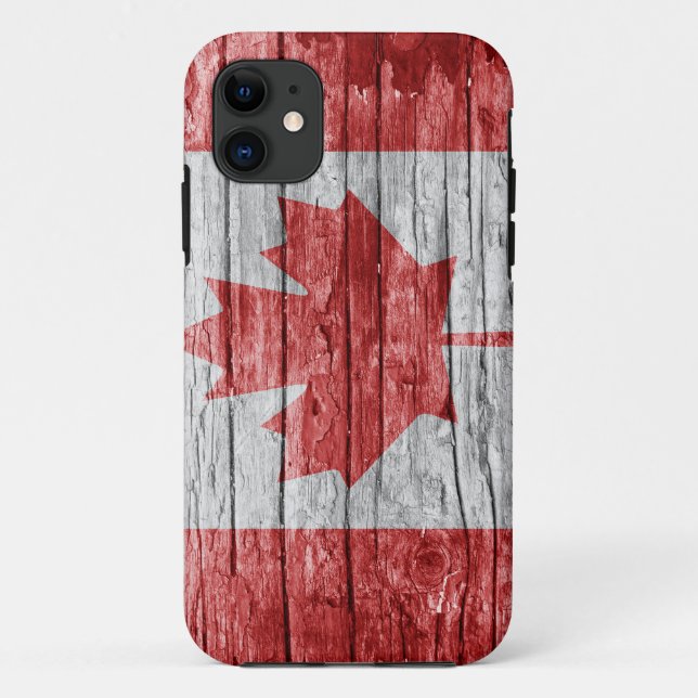 Kanada Holzflagge Case-Mate iPhone Hülle (Rückseite)