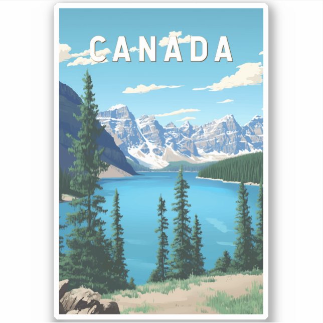 Kanada Illustration Travel Art Vintag Aufkleber (Vorderseite)