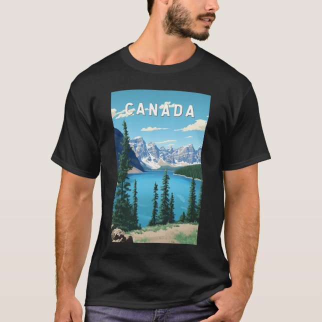 Kanada Illustration Travel Art Vintag T-Shirt (Vorderseite)