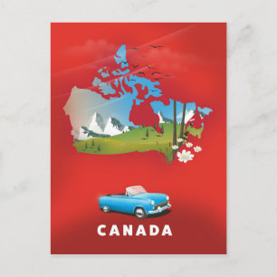Kanada illustrierter Reise-Druck. Postkarte