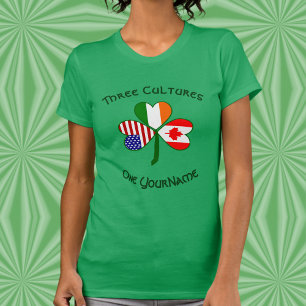 Kanada Irland USA Shamrock Flag Personalisiert  T-Shirt