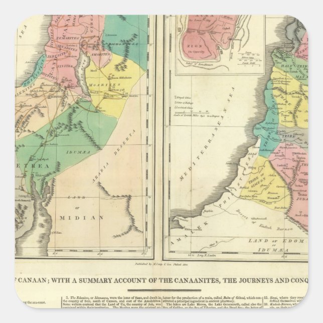 Kanada - Israel Atlas Karte Quadratischer Aufkleber (Vorderseite)
