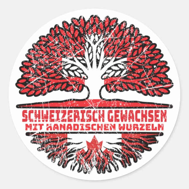 Kanada Kanadisch Schweizer Schweiz Baum Wurzel Runder Aufkleber (Vorderseite)