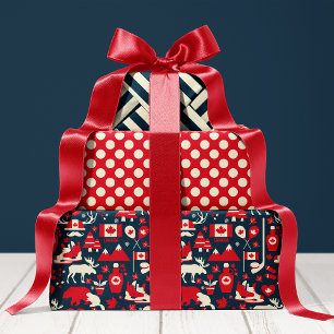 Kanada Kanadisches Weihnachten Winter Elch Muster Geschenkpapier Set