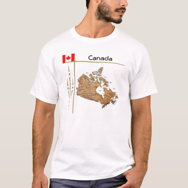 Kanada Karte + Flagge + T - Shirt (Vorderseite)