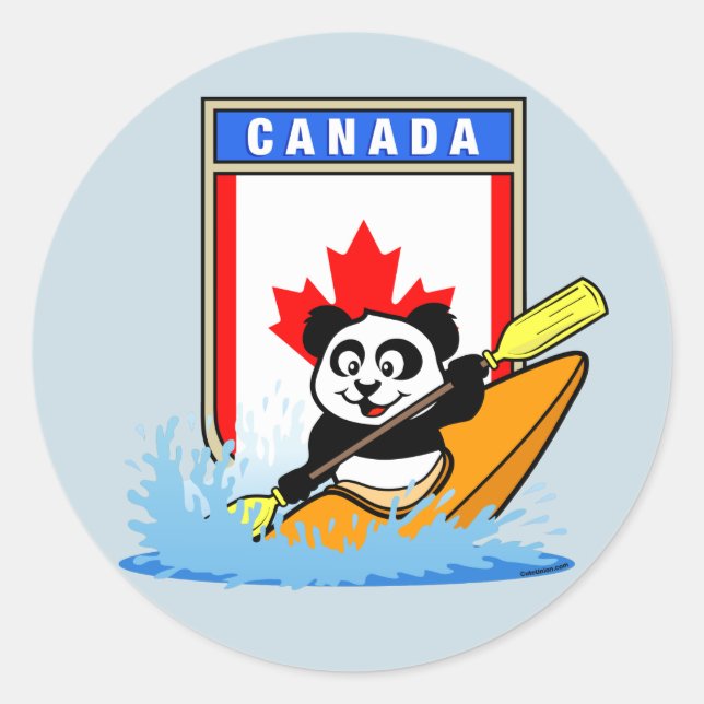 Kanada Kayaking Panda Runder Aufkleber (Vorderseite)