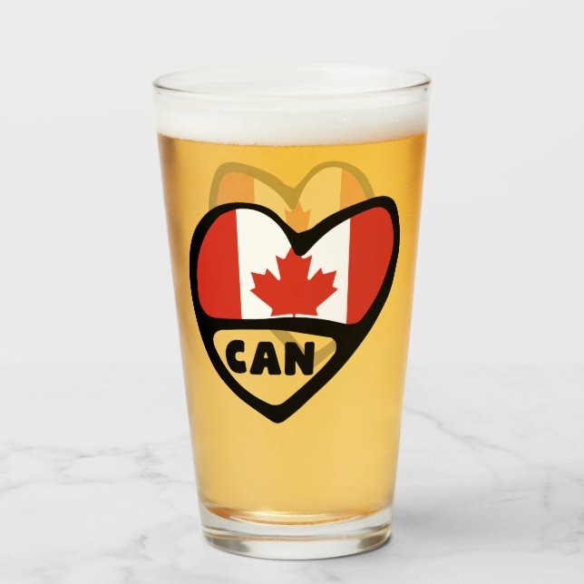 Kanada Ländercode Flagge Herz, CAN Glas (Vorne (Gefüllt))