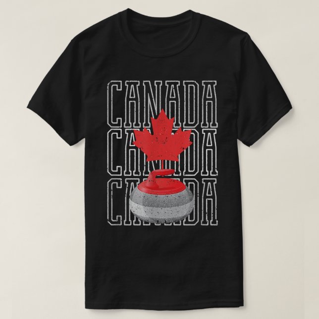 Kanada Leaf Canadian Team Curling Red White Winter T-Shirt (Design vorne)