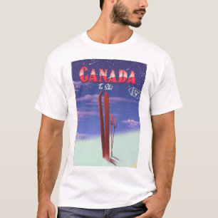 Kanada Luftpost zur Ski-Postkartenillustration. T-Shirt