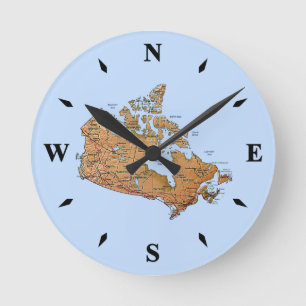 Kanada Map Clock Runde Wanduhr