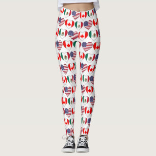 Kanada Mexiko USA 2026 Länderflaggen Herz-Leggin Leggings