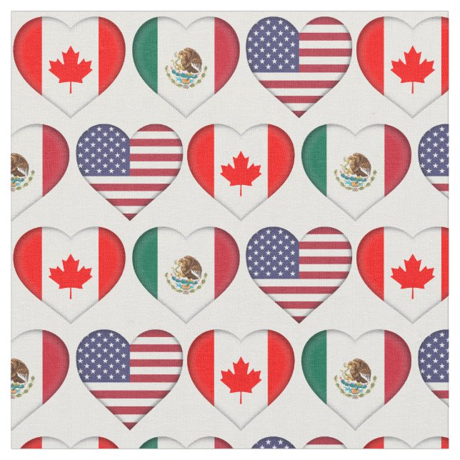 Kanada Mexiko USA 3 Länderflaggen Stoff (Nahaufnahme)