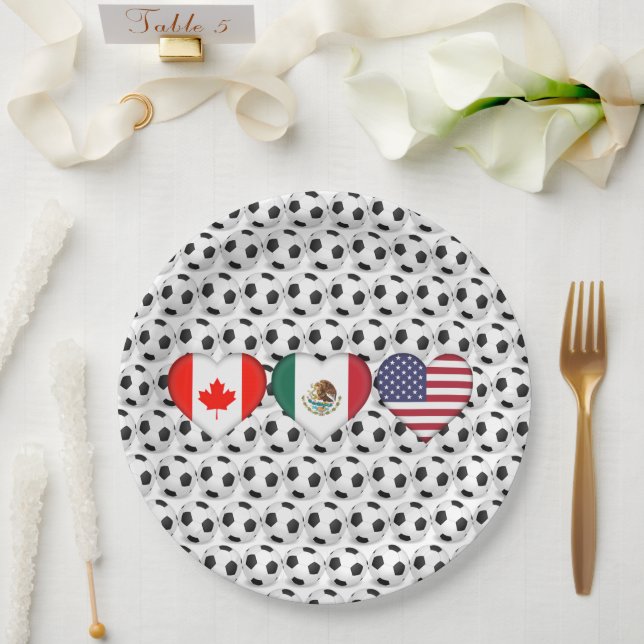 Kanada Mexiko USA Gastgeber Fußballturnier 2026 Pappteller (Hochzeit)